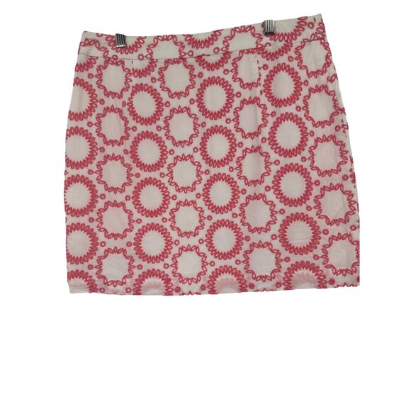 Banana Republic milly hamptons skirt size 8 petite Embroidered Cotton preppy - Picture 2 of 5